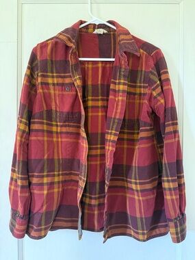 Duluth Trading Co Red Plaid Button-Front Shirt Jacket